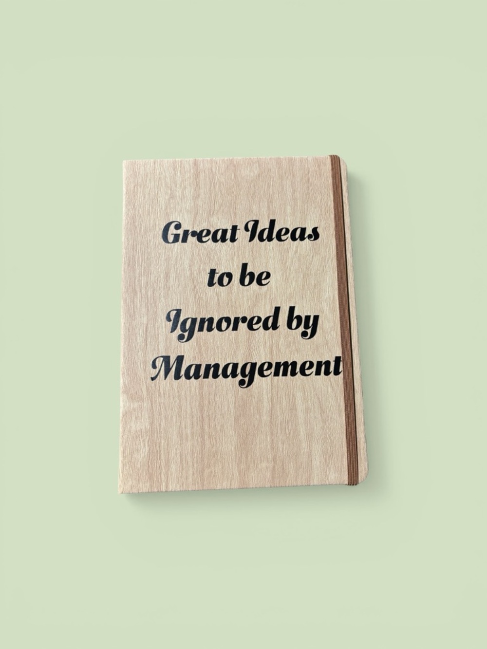 Wood Grain Elastic-Band Notebook - Beige